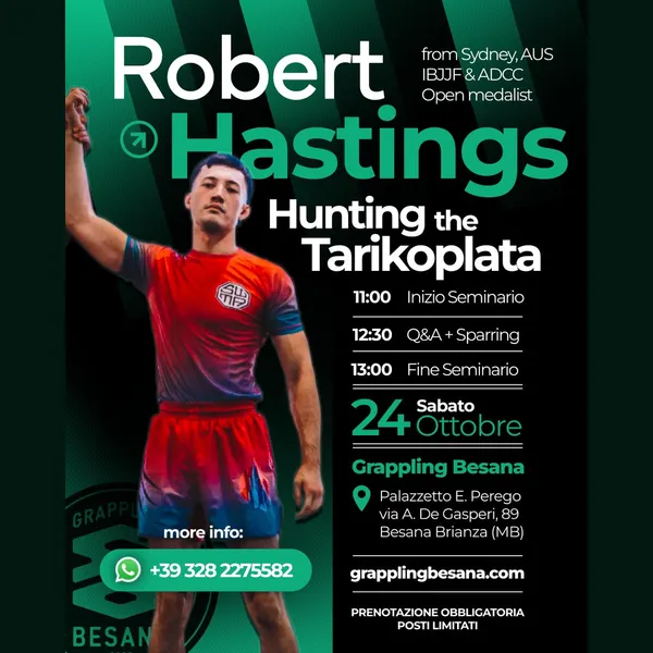 Locandina del seminario Hunting the Tarikoplata con Robert Hastings, sabato 24 ottobre a Besana Brianza