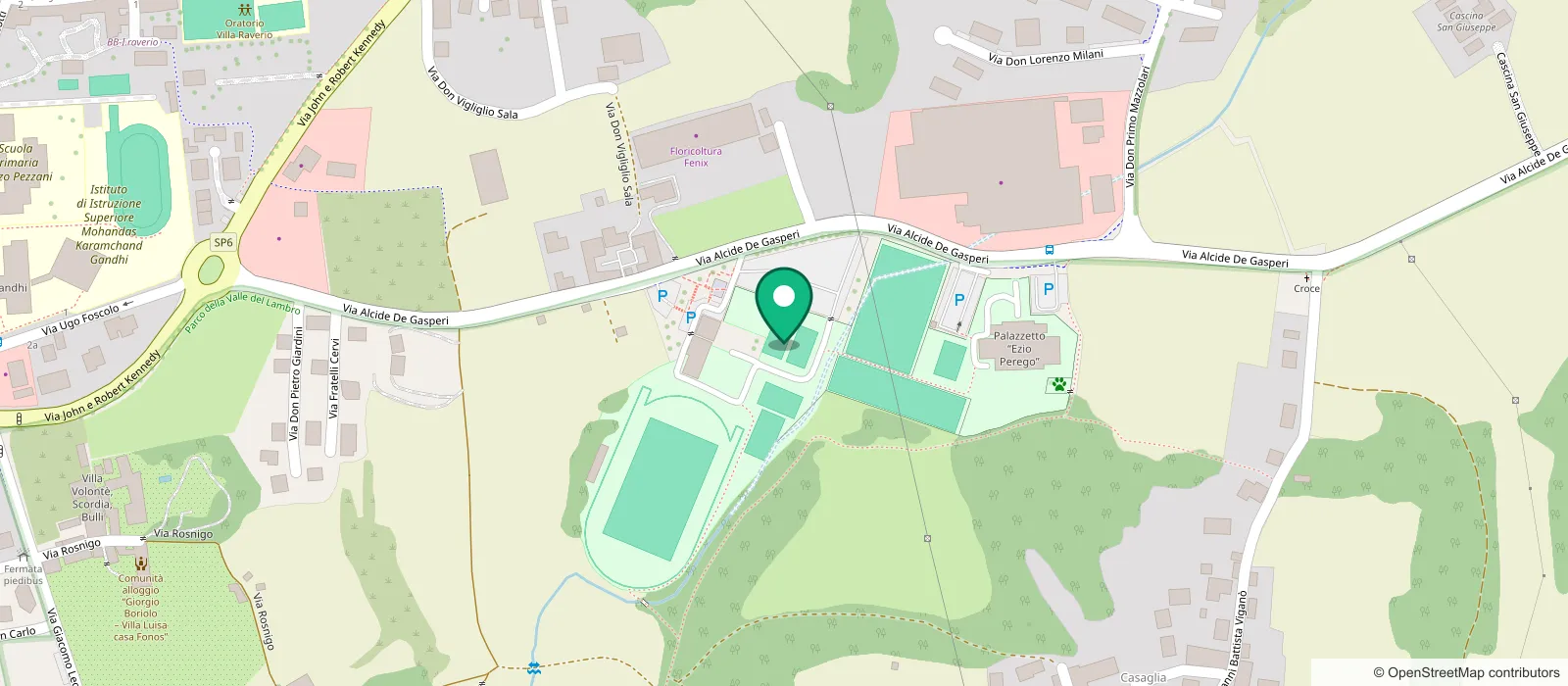 Mappa della sede di Grappling Besana, presso la Polisportiva Besanese in via Alcide De Gasperi 89